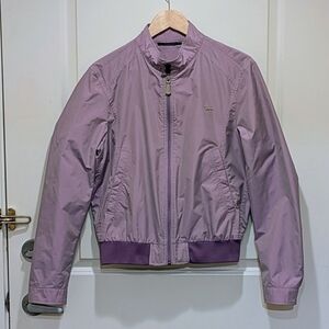 EUC Trussardi Jeans 46 Fully Lined Purple Gingham Bomber Jacket